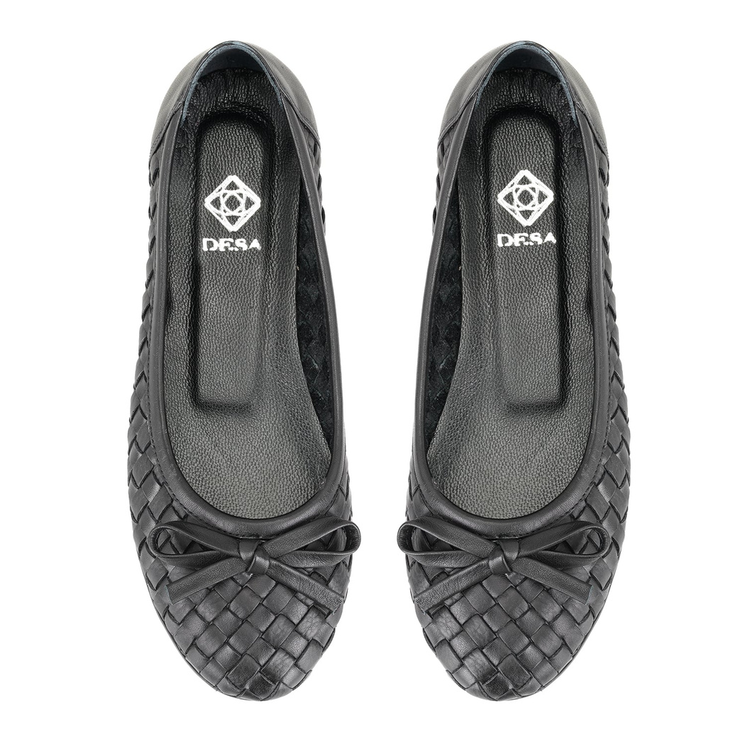 Kadın Siyah Kapitone Deri Babet