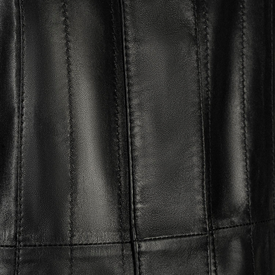 Kadın Siyah Kapüşonlu Deri Mont