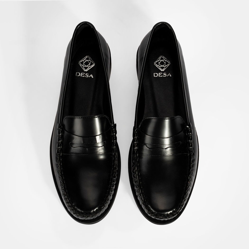 Kadın Siyah Klasik Deri Loafer