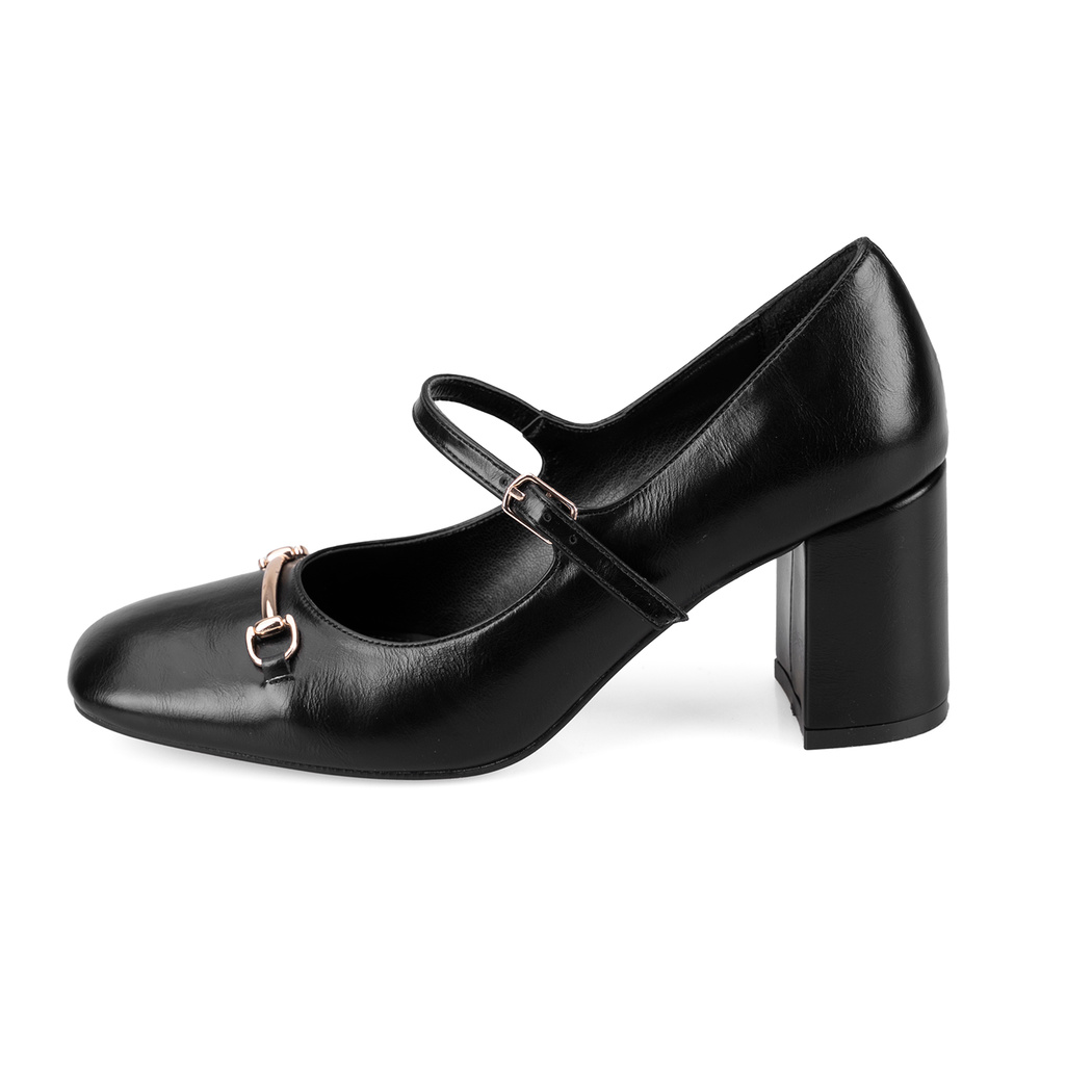 Kadın Siyah Klasik Topuklu Deri Ayakkabı