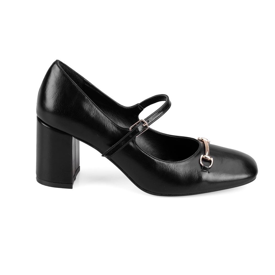 Kadın Siyah Klasik Topuklu Deri Ayakkabı