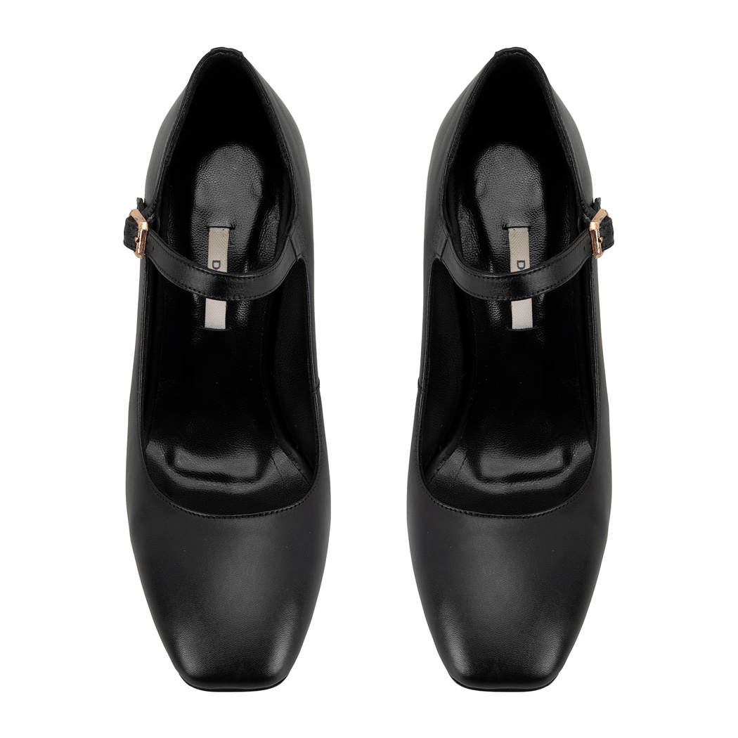 Kadın Siyah Klasik Topuklu Deri Ayakkabı