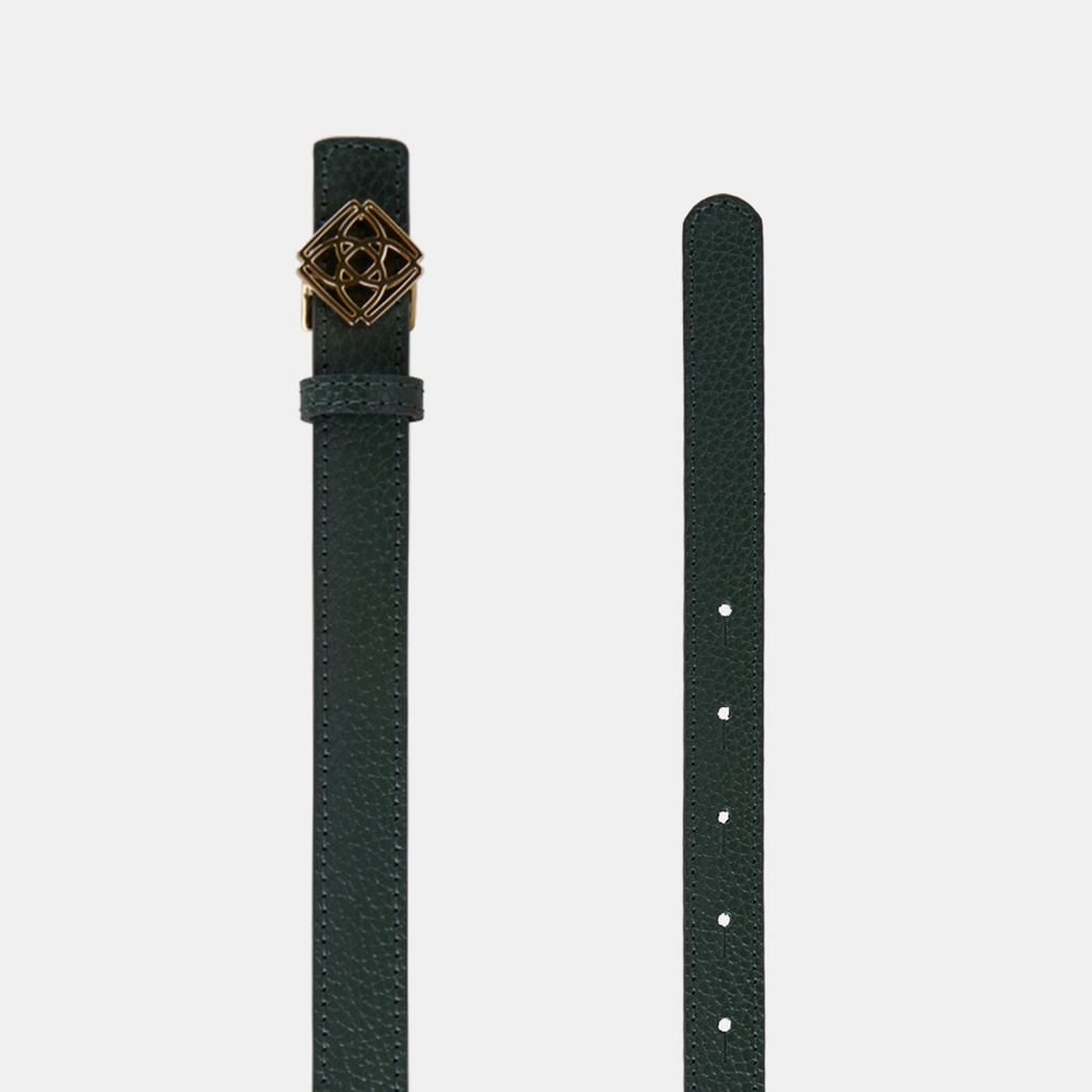 Kadın Siyah / Koyu Yeşil Çift Taraflı Deri Kemer