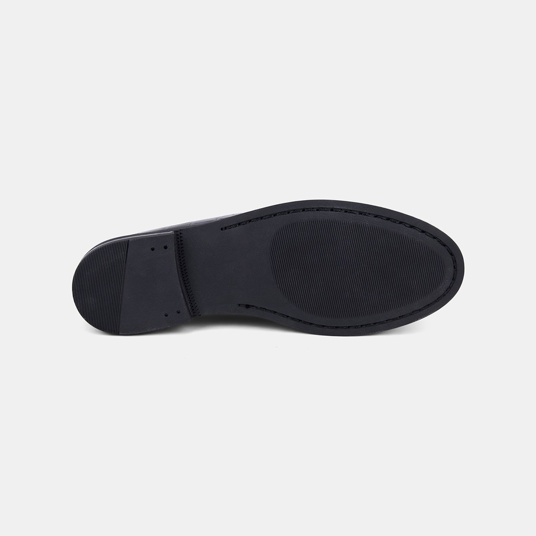 Kadın Siyah Kroko Baskılı Klasik Deri Loafer