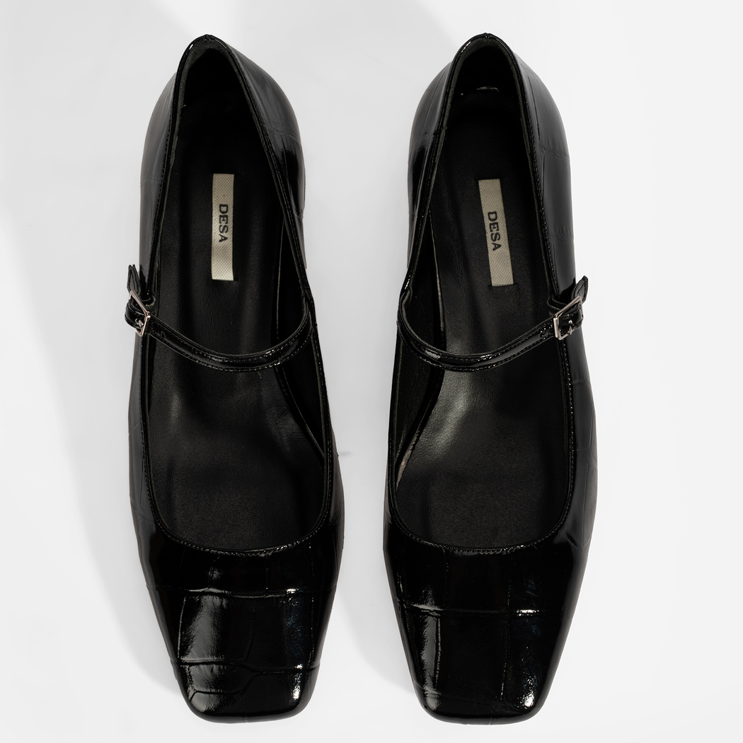 Kadın Siyah Kroko Baskılı Mary Jane Günlük Ayakkabı