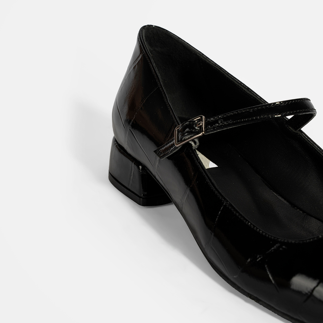 Kadın Siyah Kroko Baskılı Mary Jane Günlük Ayakkabı