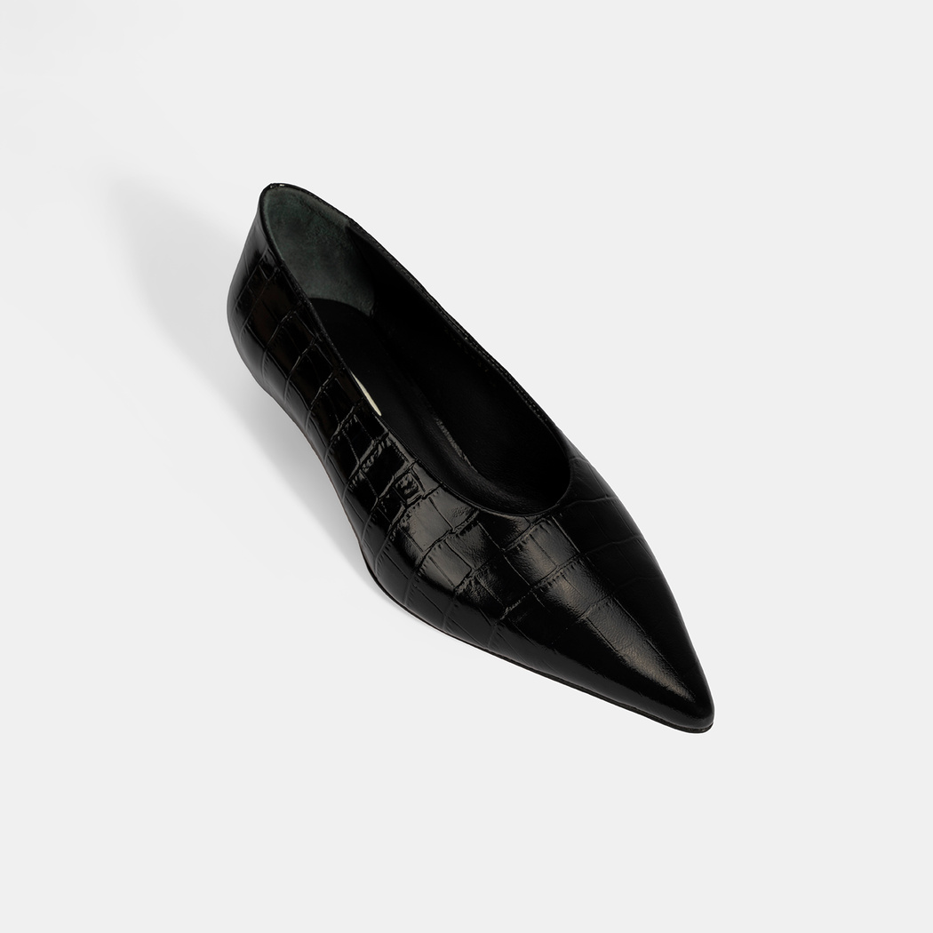 Kadın Siyah Kroko Baskılı Topuklu Ayakkabı