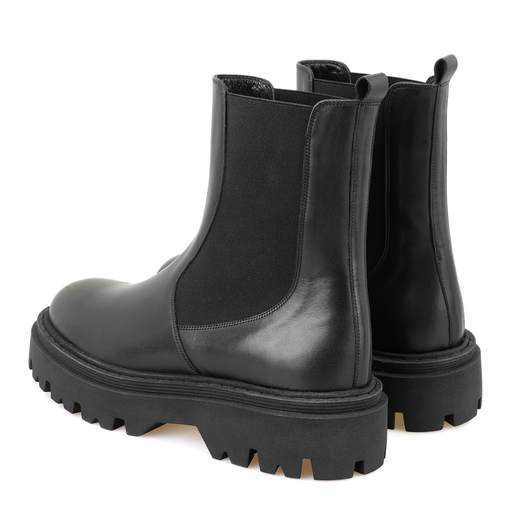 Kadın Siyah Lastikli Deri Chelsea Bot