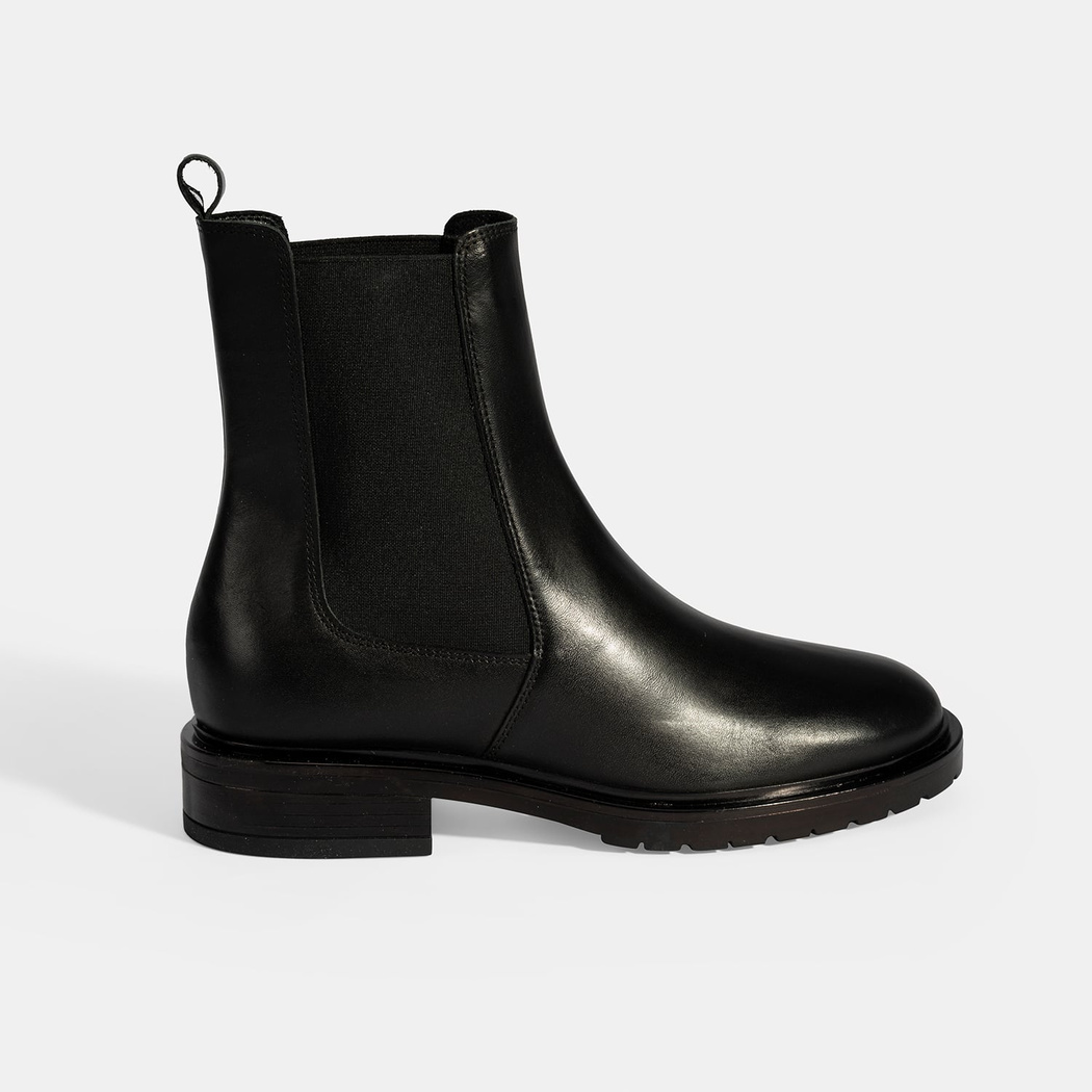 Kadın Siyah Lastikli Deri Chelsea Bot