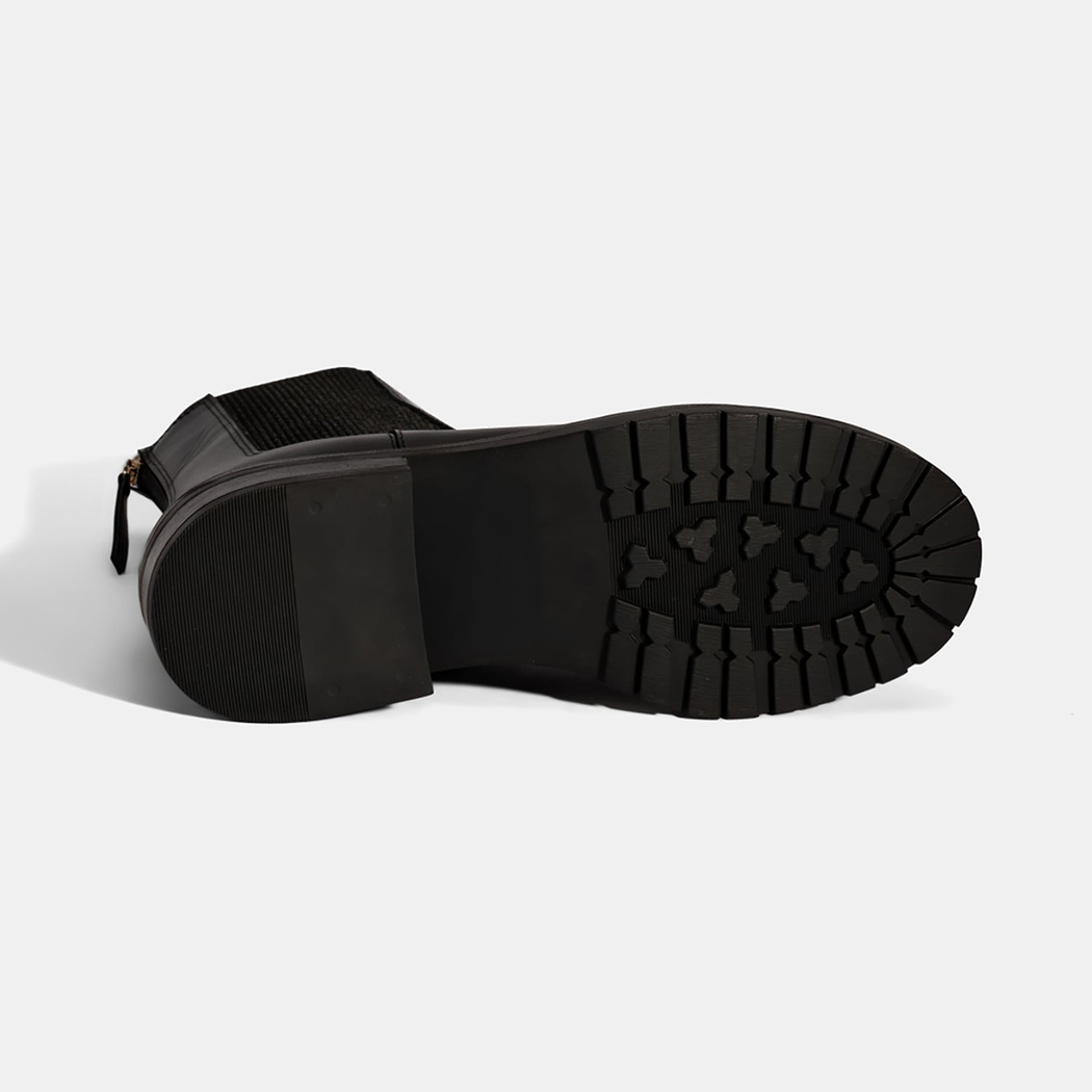 Kadın Siyah  Lastikli Deri Chelsea Bot