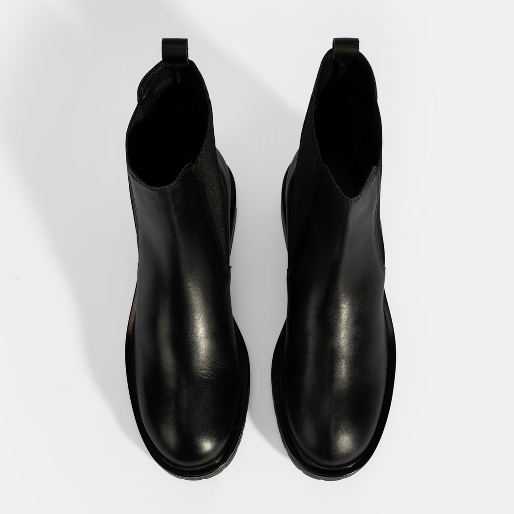 Kadın Siyah Lastikli Deri Chelsea Bot