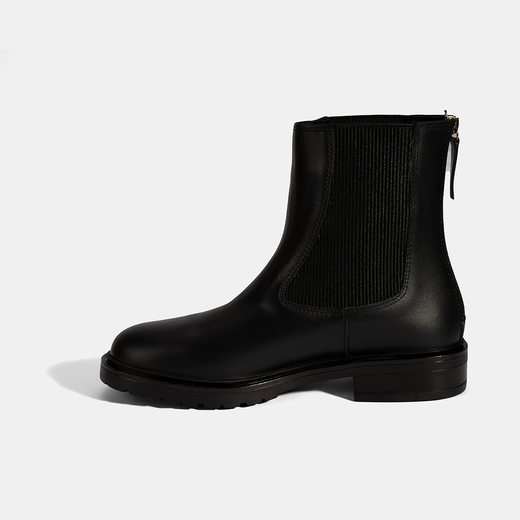 Kadın Siyah  Lastikli Deri Chelsea Bot