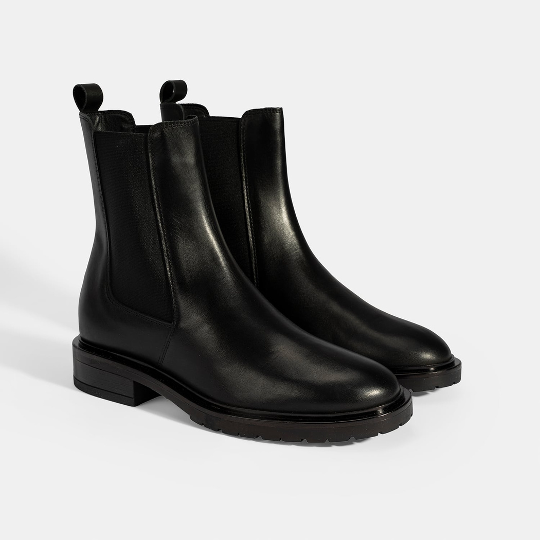 Kadın Siyah Lastikli Deri Chelsea Bot