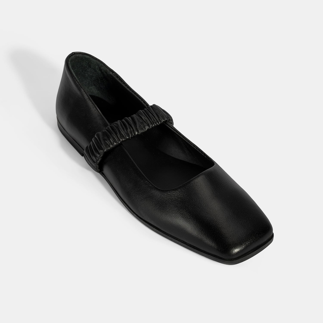 Kadın Siyah Mary Jane Deri Babet