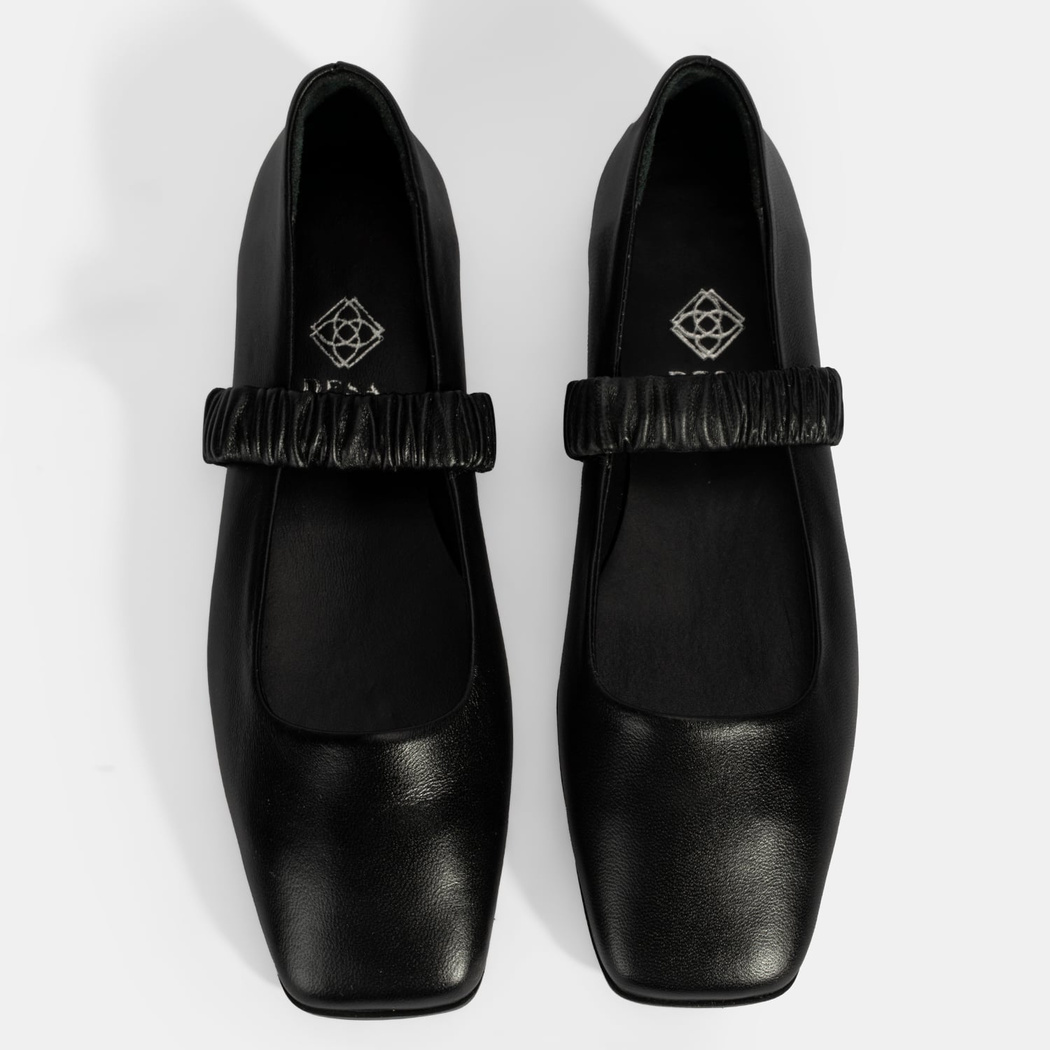 Kadın Siyah Mary Jane Deri Babet