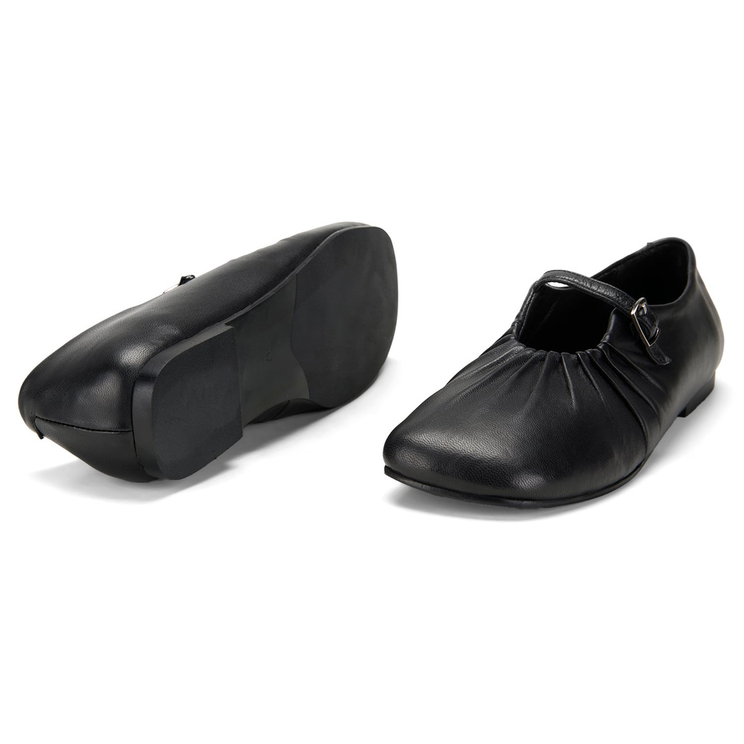 Kadın Siyah Mary Jane Deri Babet