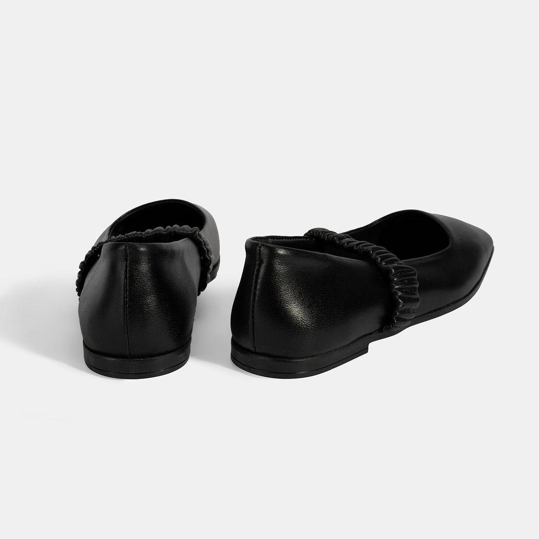 Kadın Siyah Mary Jane Deri Babet