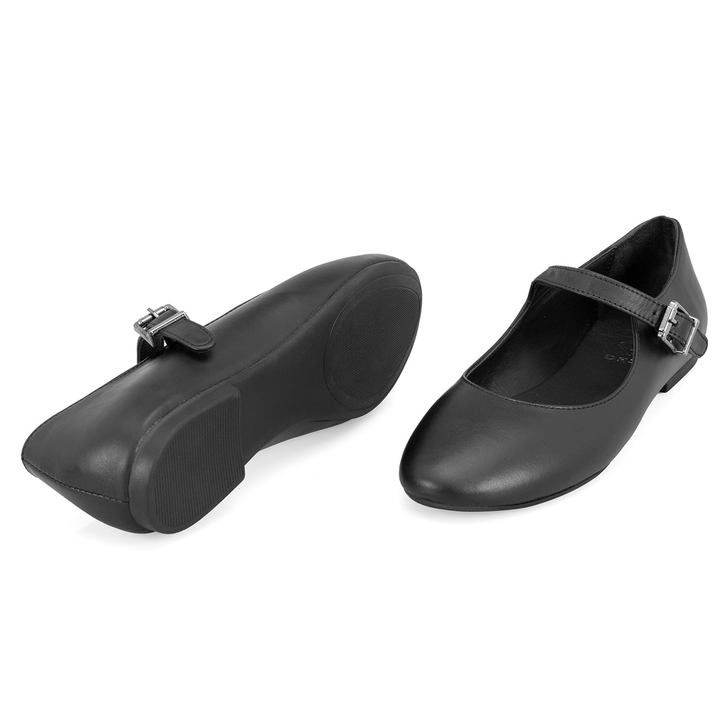 Kadın Siyah Mary Jane Deri Babet