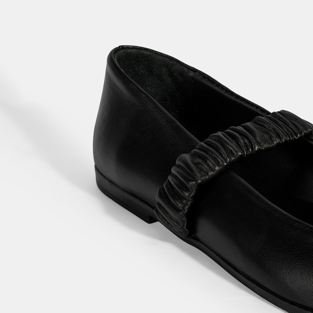 Kadın Siyah Mary Jane Deri Babet