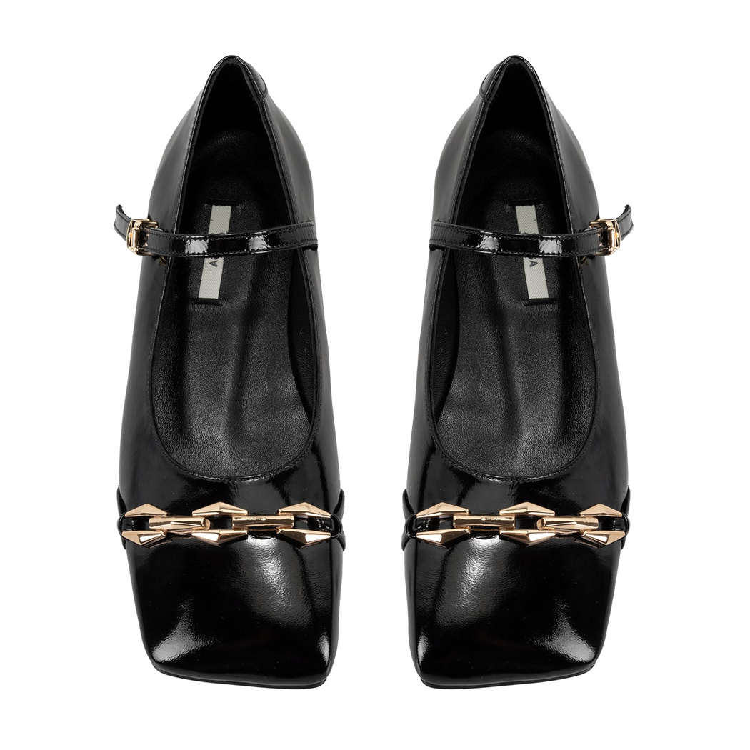 Kadın Siyah Mary Jane Deri Babet