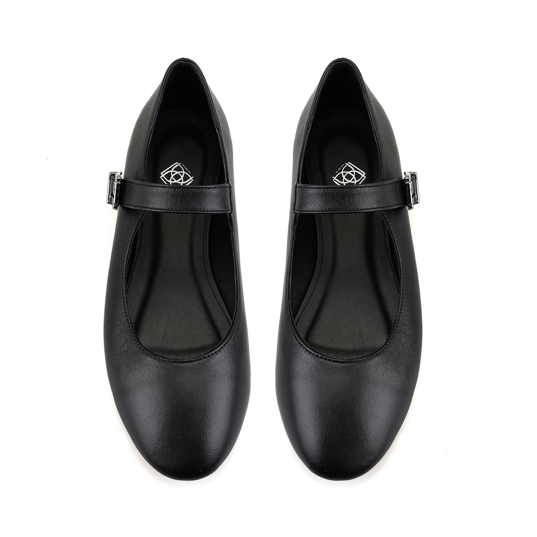 Kadın Siyah Mary Jane Deri Babet