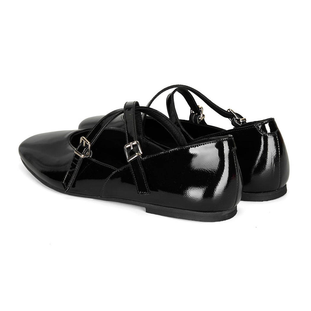Kadın Siyah Mary Jane Deri Günlük Ayakkabı
