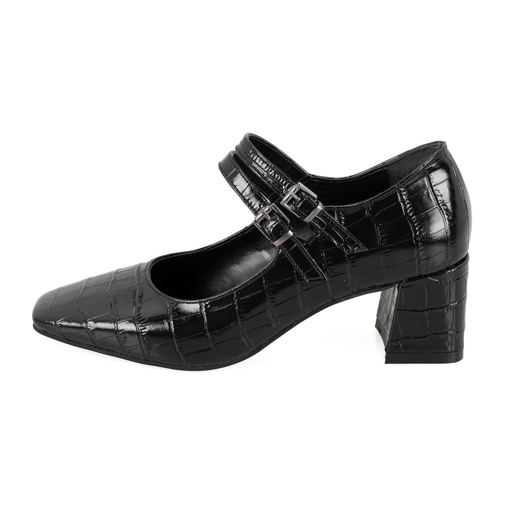 Kadın Siyah Mary Jane Deri Klasik Ayakkabı
