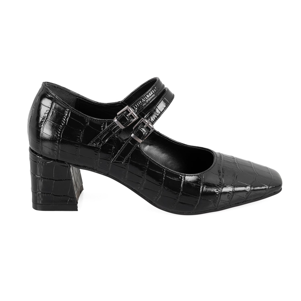 Kadın Siyah Mary Jane Deri Klasik Ayakkabı