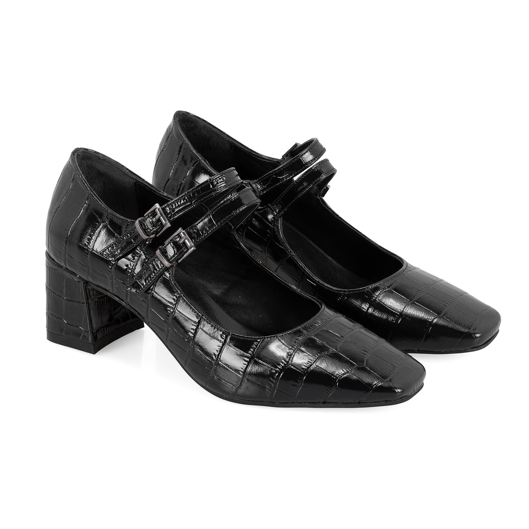 Kadın Siyah Mary Jane Deri Klasik Ayakkabı