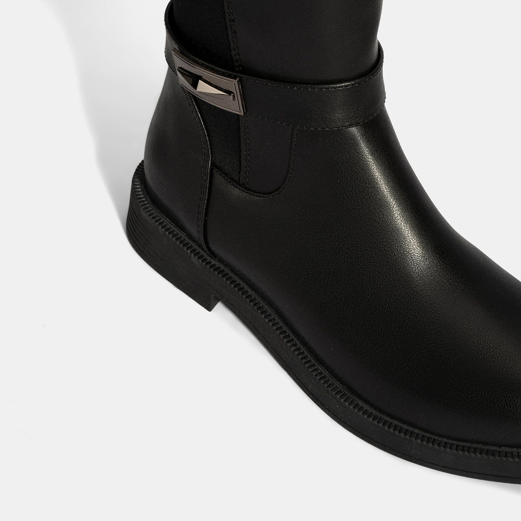 Kadın Siyah Metal Aksesuarlı Stretch Çizme