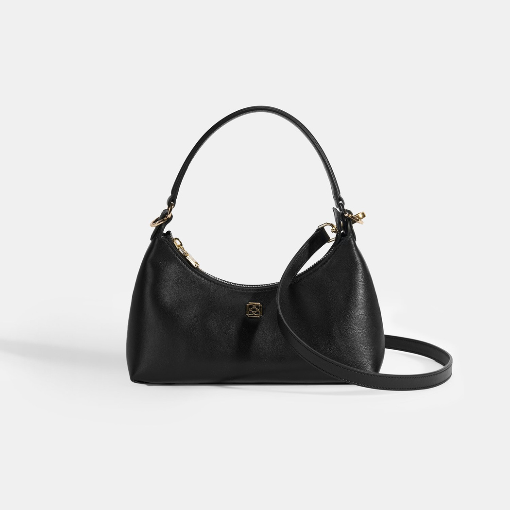 Kadın Siyah Omuz Askılı Mini Deri El Çantası