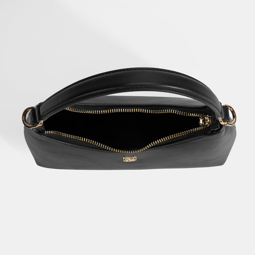 Kadın Siyah Omuz Askılı Mini Deri El Çantası