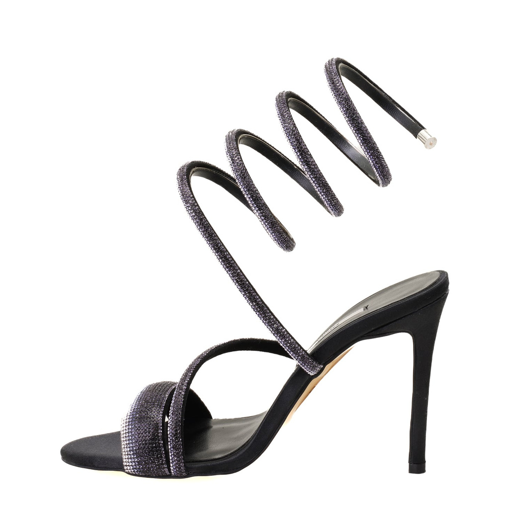 Kadın Siyah Parlak Taş Detaylı Abiye Topuklu Ayakkabı
