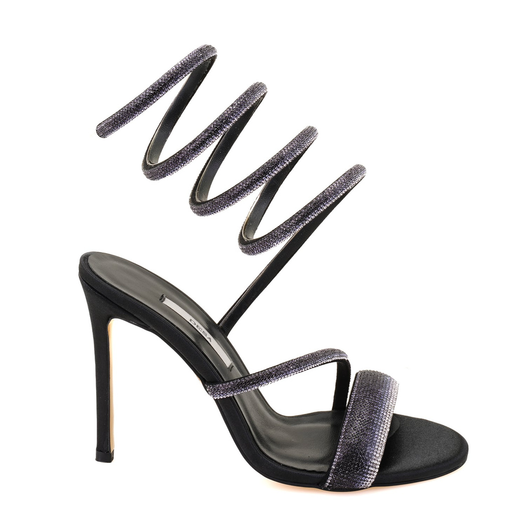 Kadın Siyah Parlak Taş Detaylı Abiye Topuklu Ayakkabı