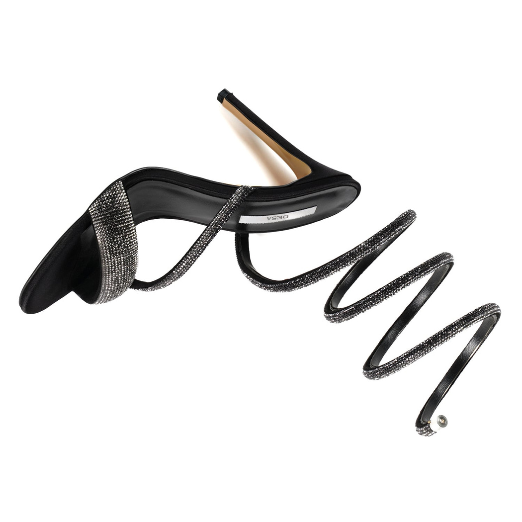 Kadın Siyah Parlak Taş Detaylı Abiye Topuklu Ayakkabı