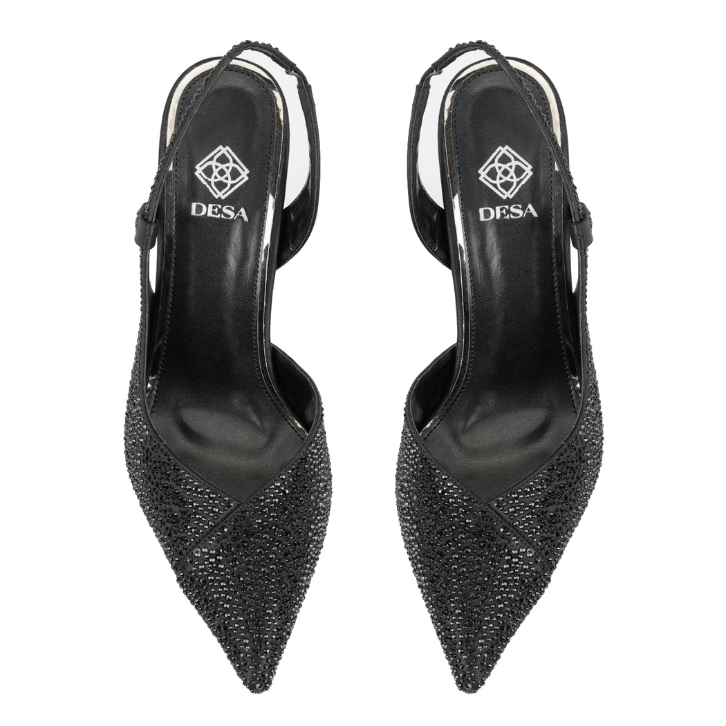 Kadın Siyah Parlak Taş Detaylı Topuklu Abiye