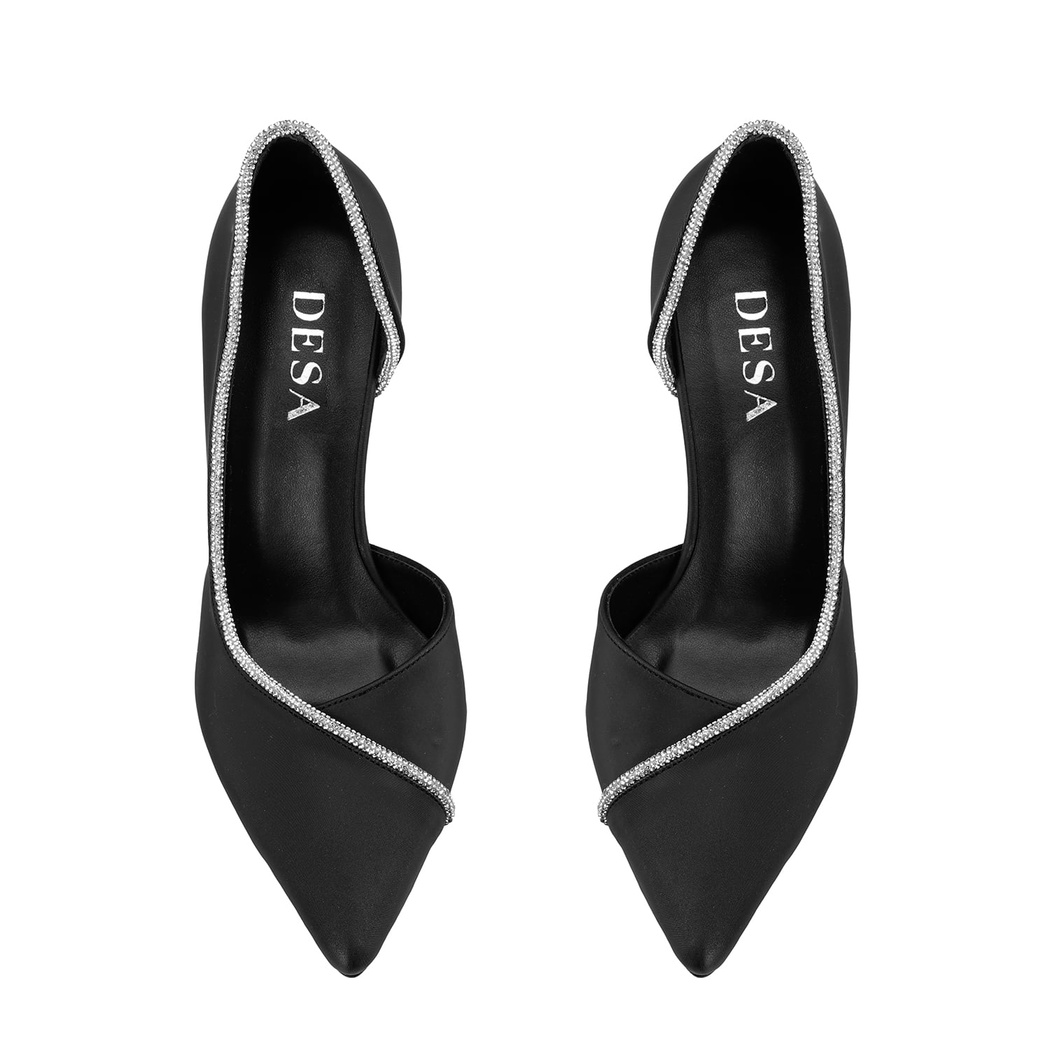 Kadın Siyah Parlak Taş Detaylı Topuklu Abiye