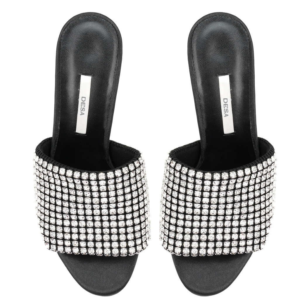 Kadın Siyah Parlak Taş Detaylı Topuklu Abiye Ayakkabı