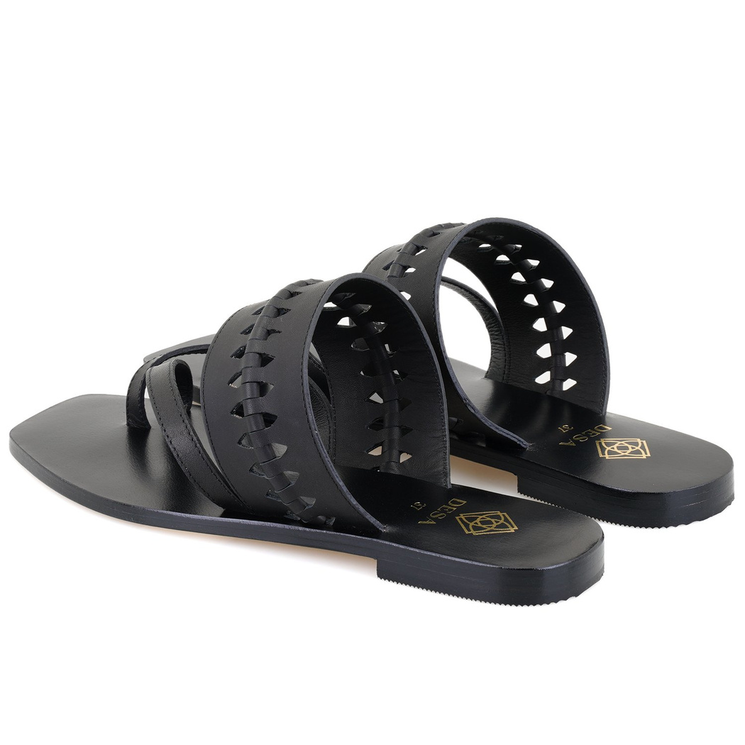 Kadın Siyah Parmak Arası Deri Terlik