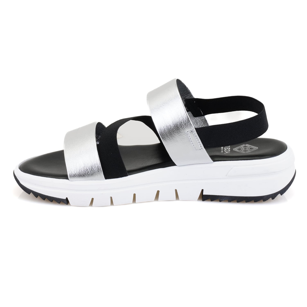 Kadın Siyah Platform Tabanlı Deri Sandalet