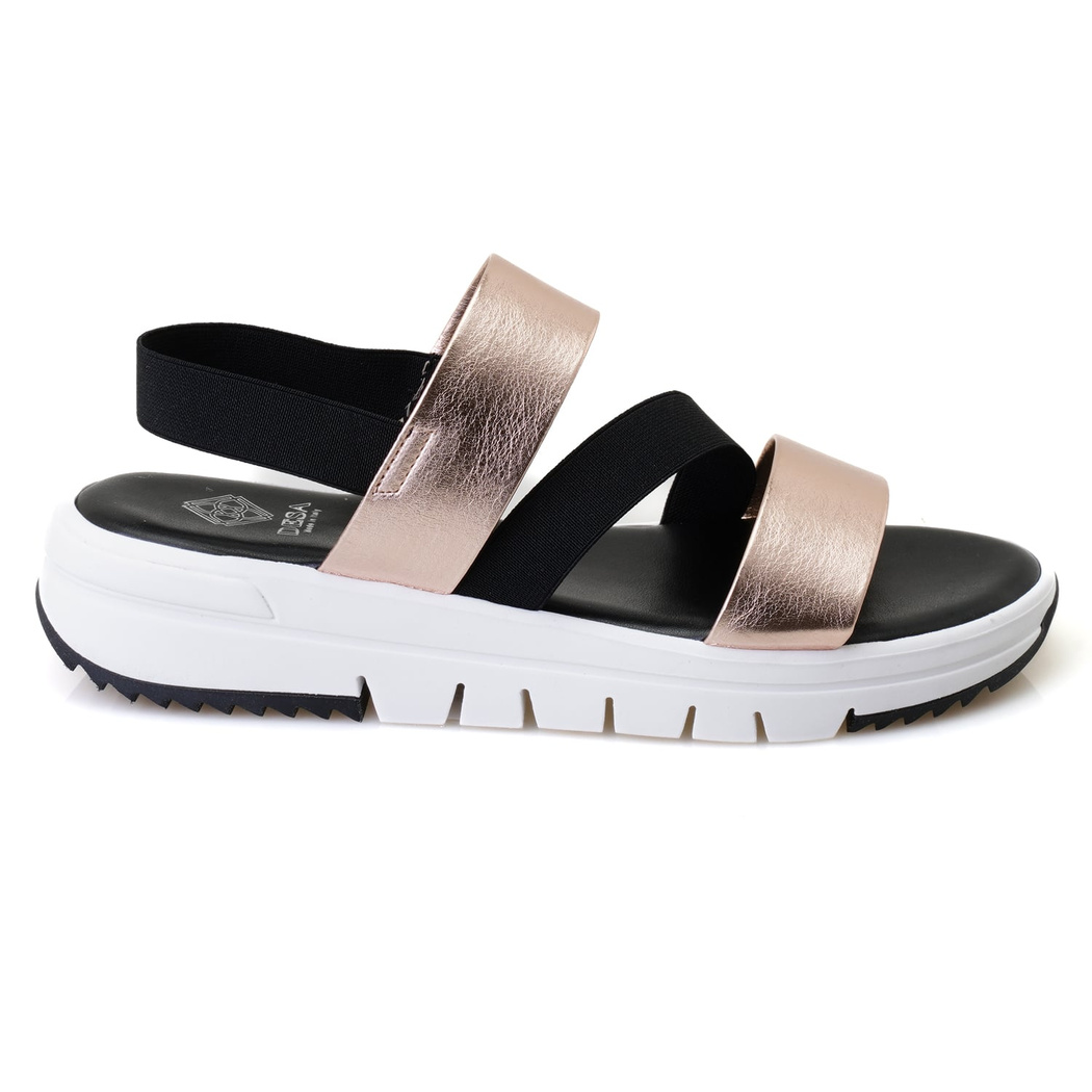 Kadın Siyah Platform Tabanlı Deri Sandalet