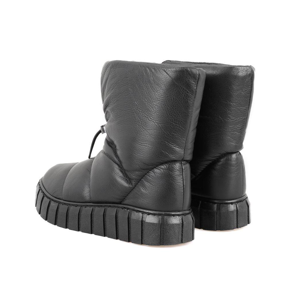 Kadın Siyah Puffer Deri Bot