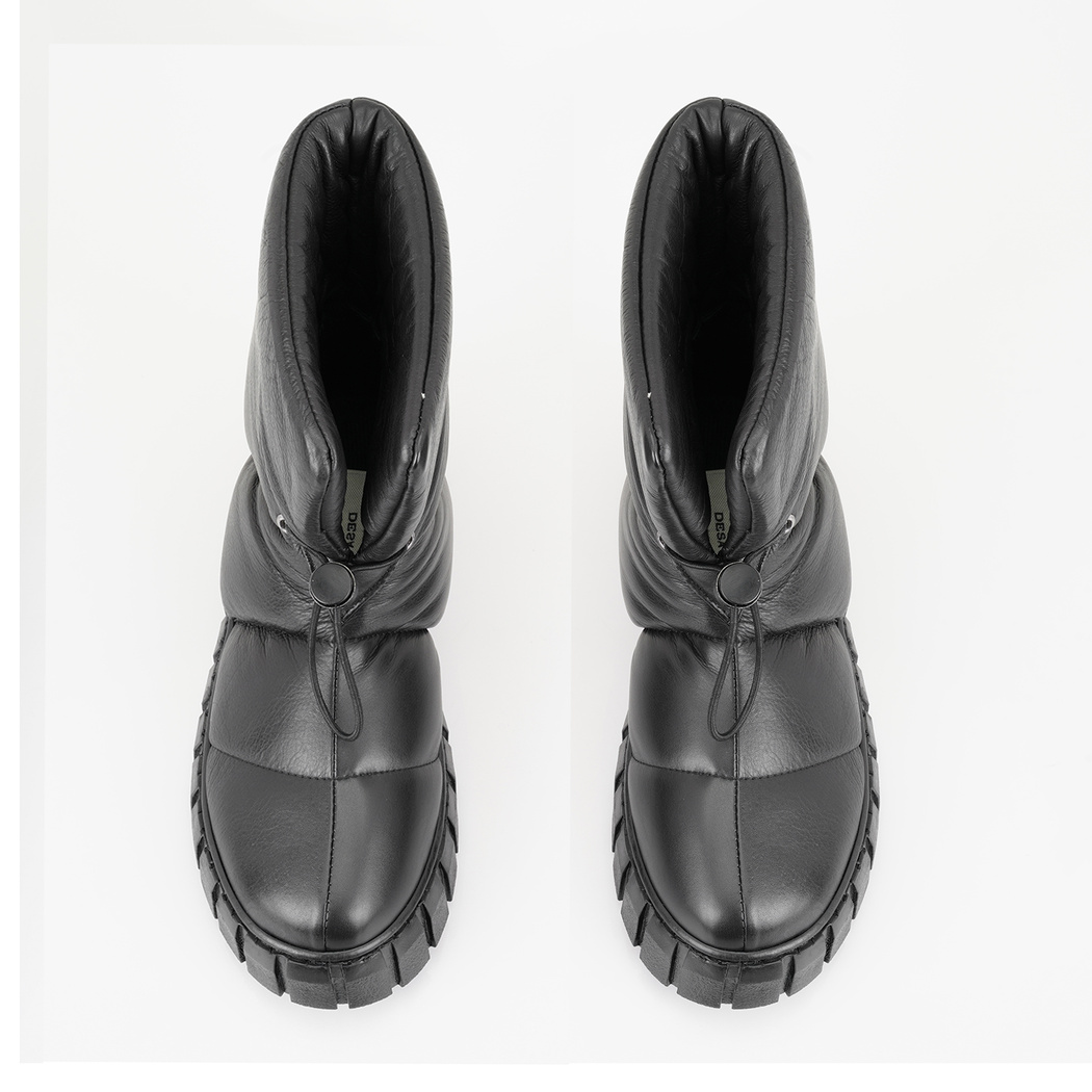 Kadın Siyah Puffer Deri Bot