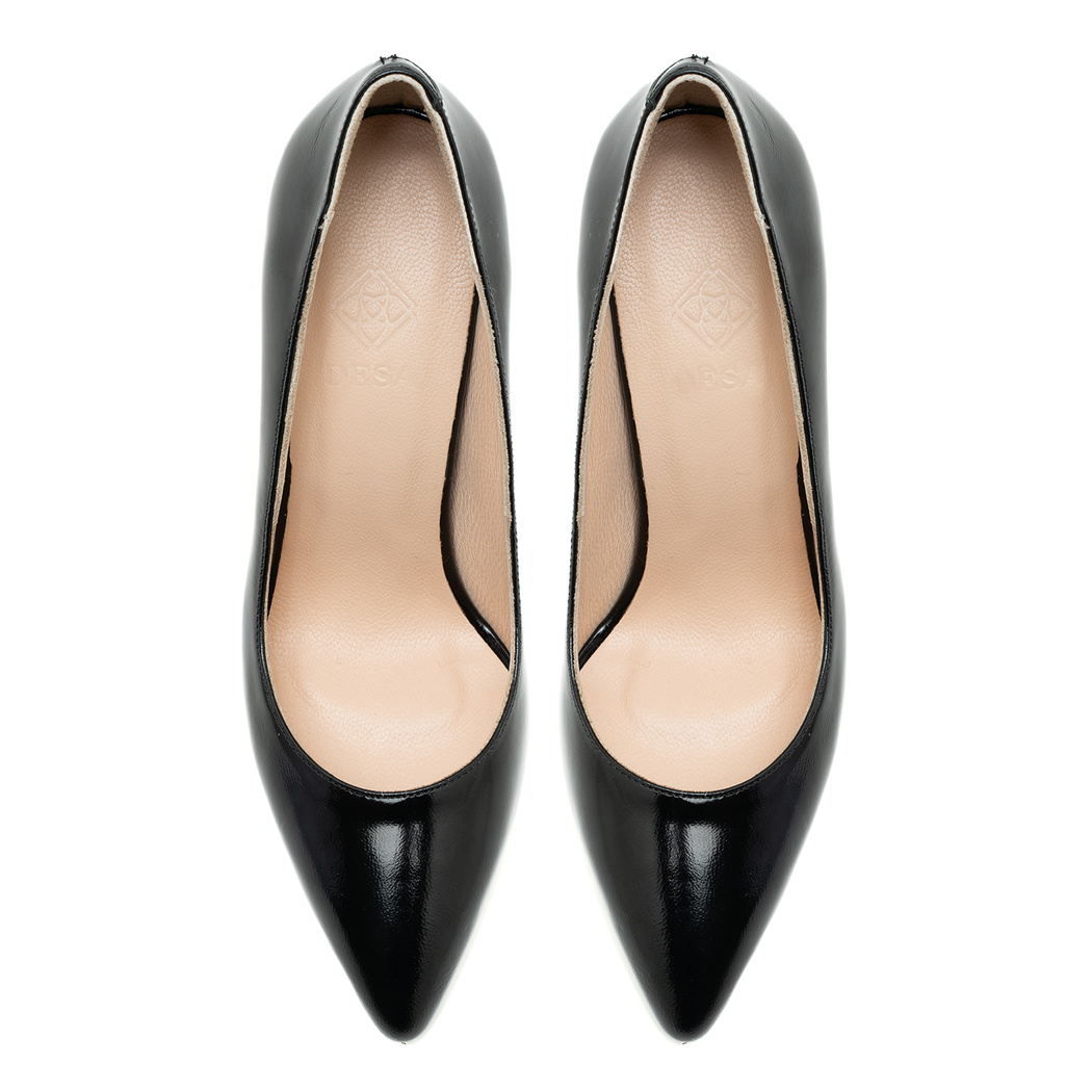 Kadın Siyah Rugan Deri Stiletto