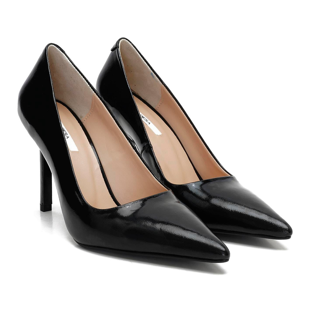 Kadın Siyah Rugan Deri Stiletto