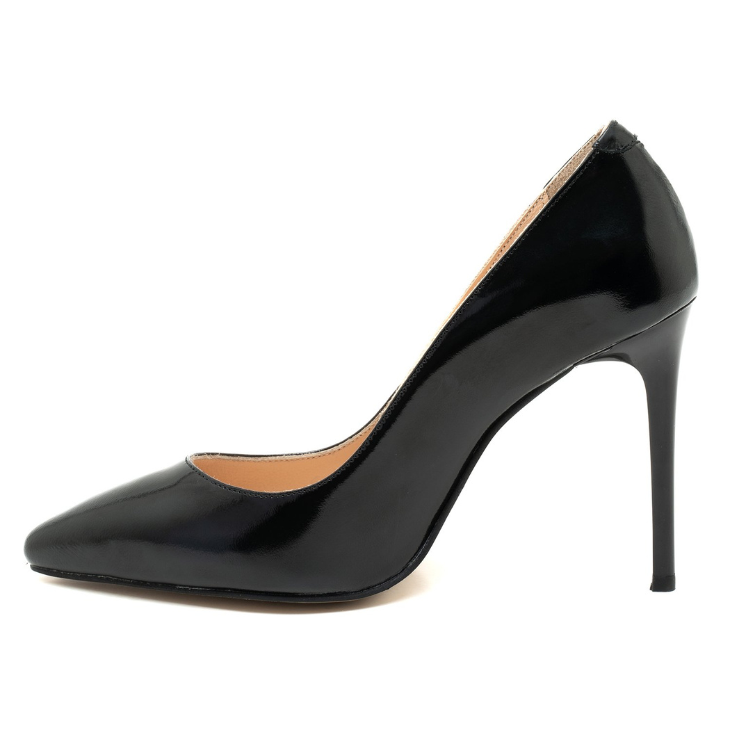 Kadın Siyah Rugan Deri Stiletto