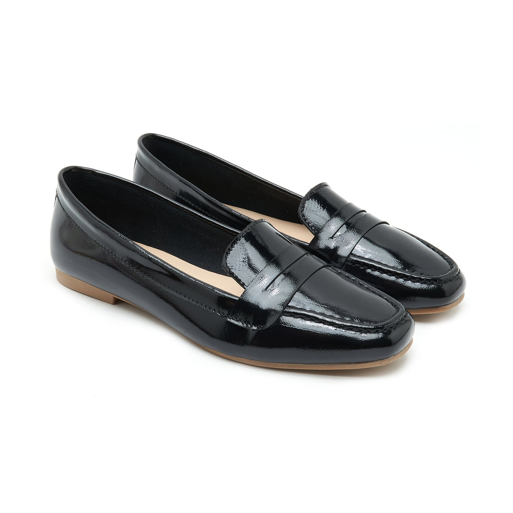 Kadın Siyah Rugan Loafer