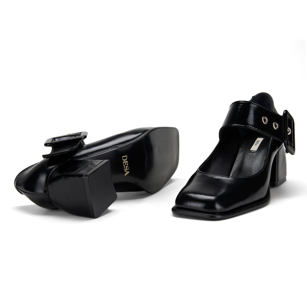 Kadın Siyah Rugan Mary Jane Ayakkabı