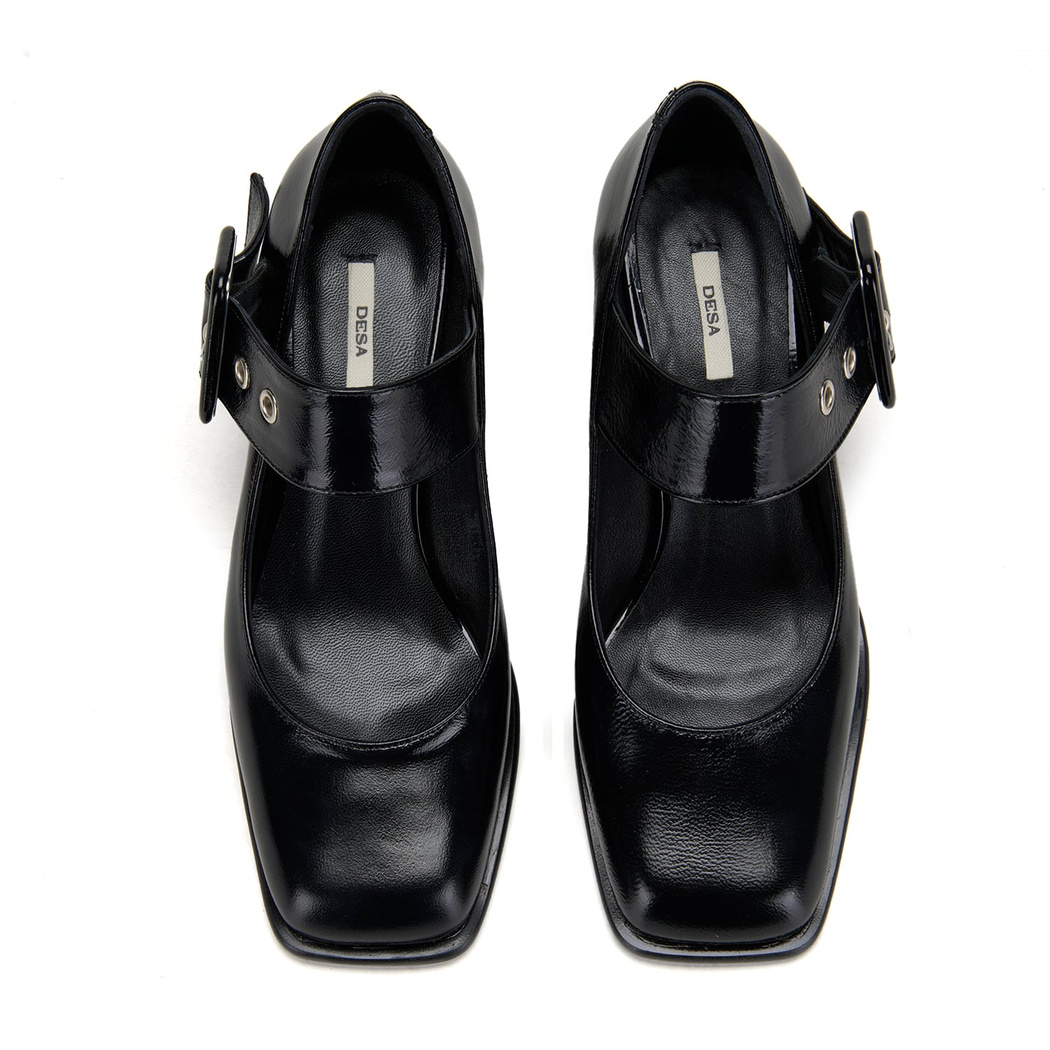 Kadın Siyah Rugan Mary Jane Ayakkabı