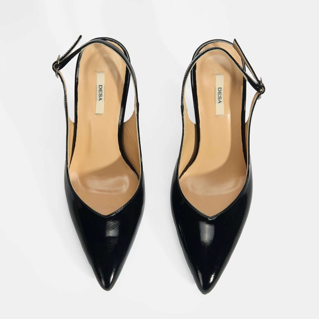 Kadın Siyah Rugan Topuklu Ayakkabı